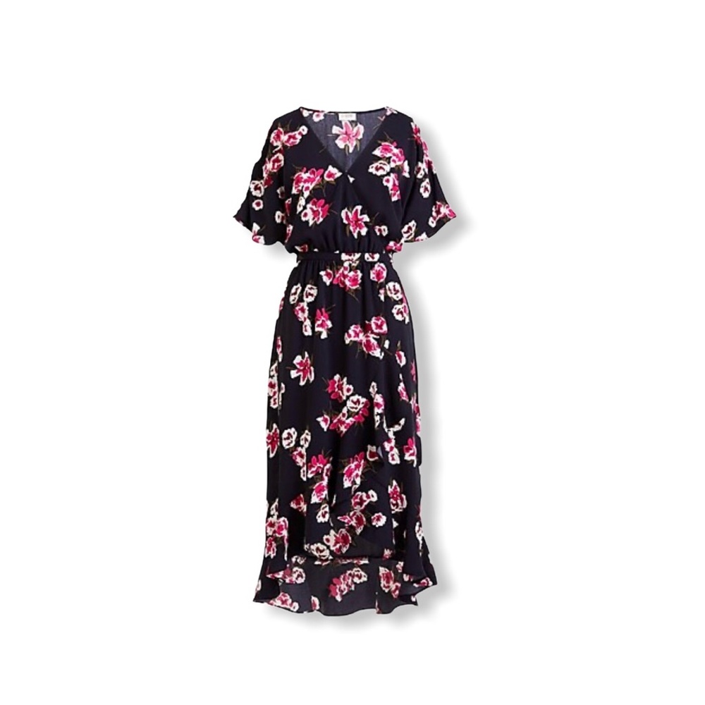 J. Crew Faux Wrap Dress V Neck High Low Ruffle Hem